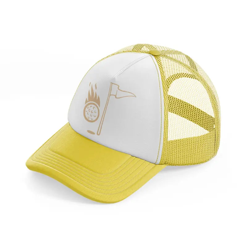 golf ball with flag-yellow-trucker-hat