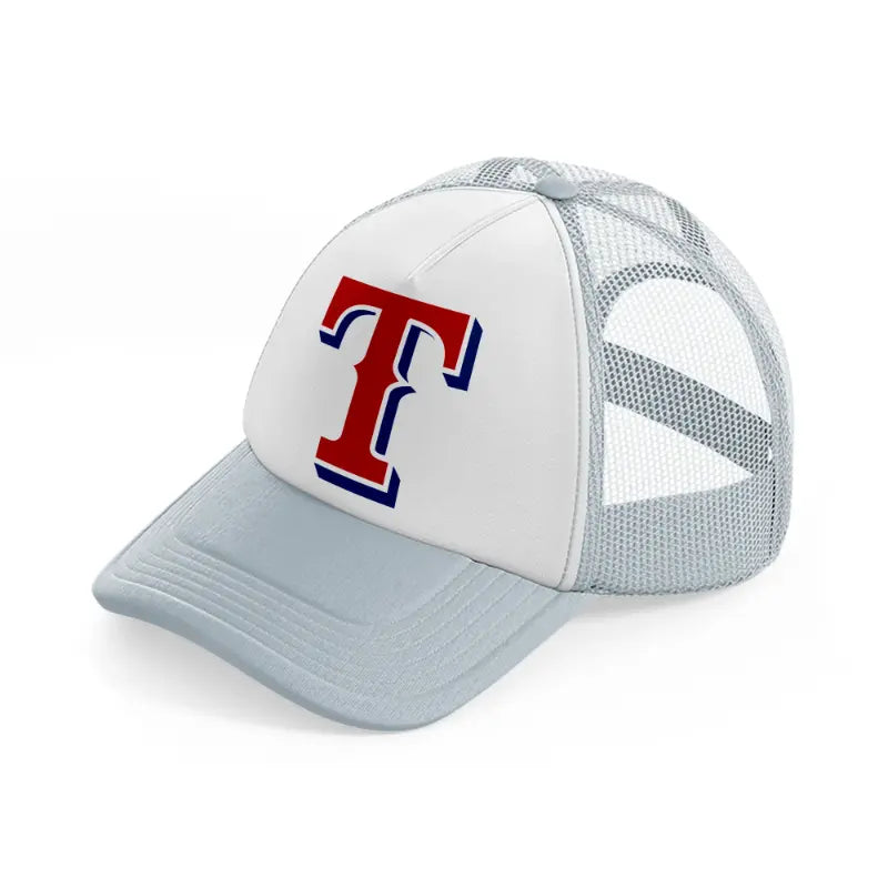 texas rangers emblem grey trucker hat