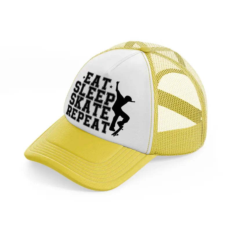 eat sleep skate repeat-yellow-trucker-hat