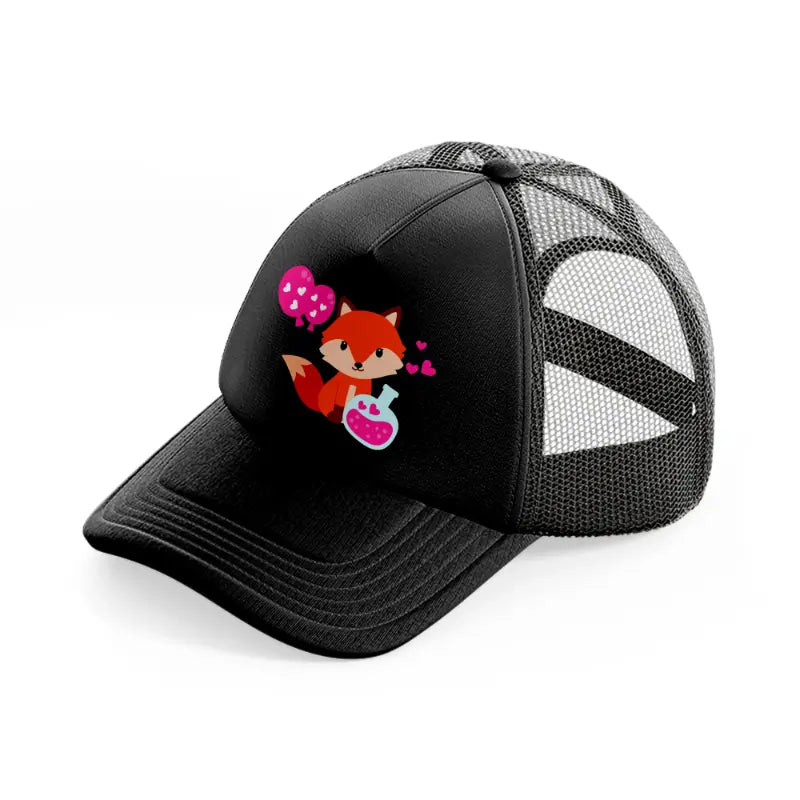 lovely fox black trucker hat