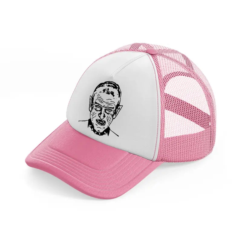 demonic man-pink-and-white-trucker-hat