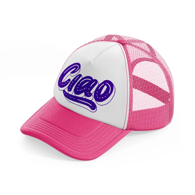 ciao purple-neon-pink-trucker-hat