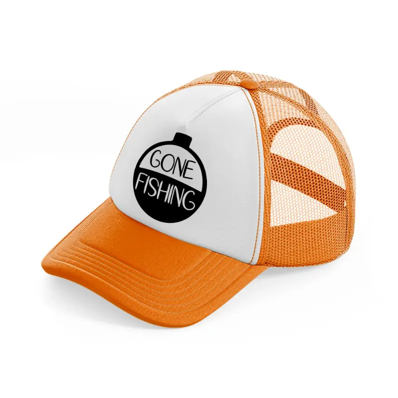 gone fishing vinyl orange trucker hat