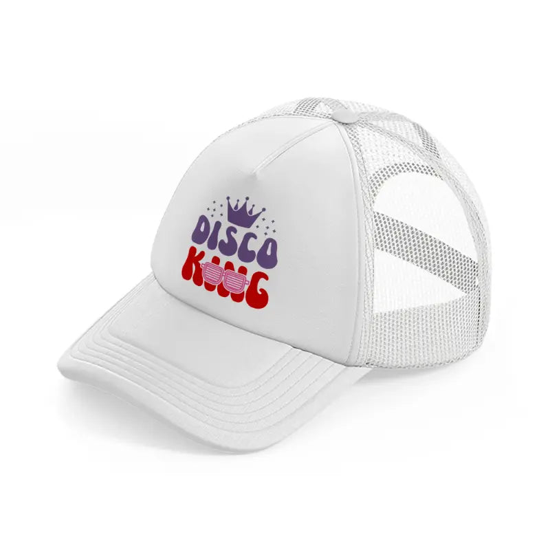 disco king-white-trucker-hat
