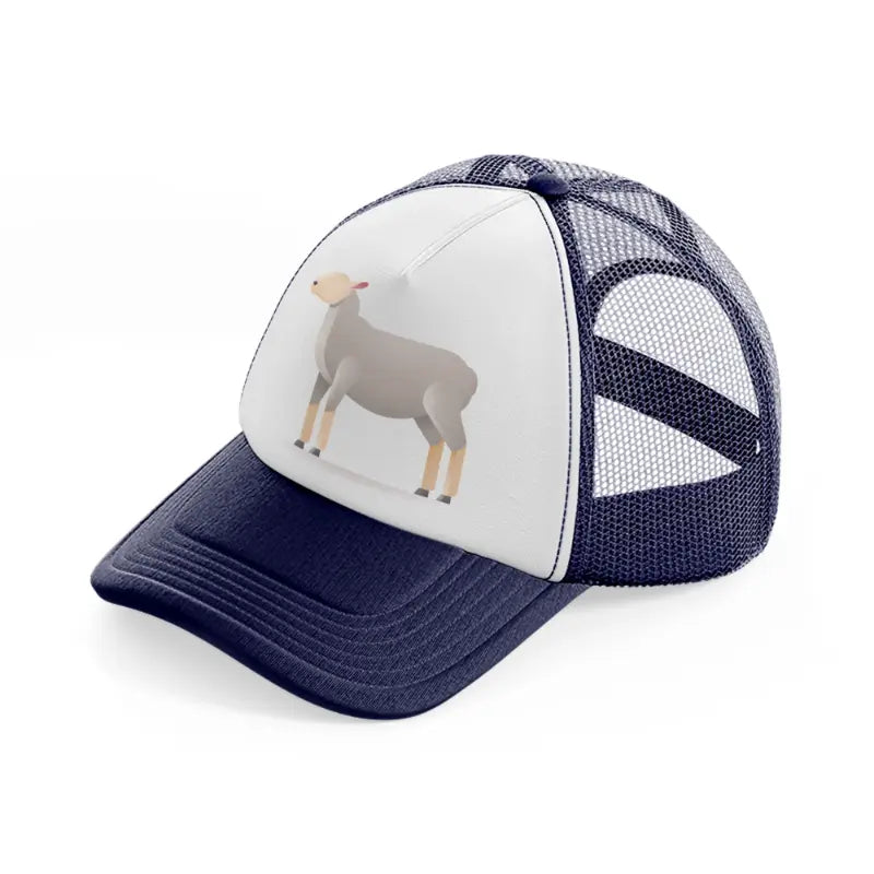 050 sheep navy blue and white trucker hat