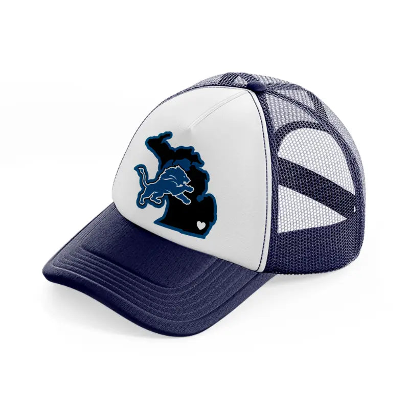 detroit lions supporter-navy-blue-and-white-trucker-hat