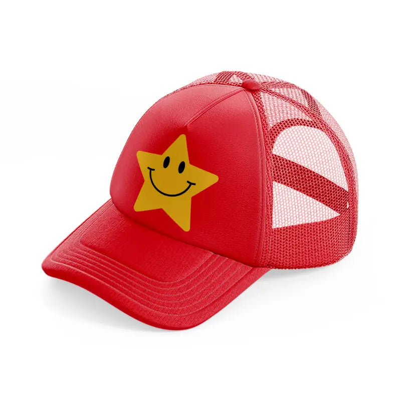 smiley face star-red-trucker-hat