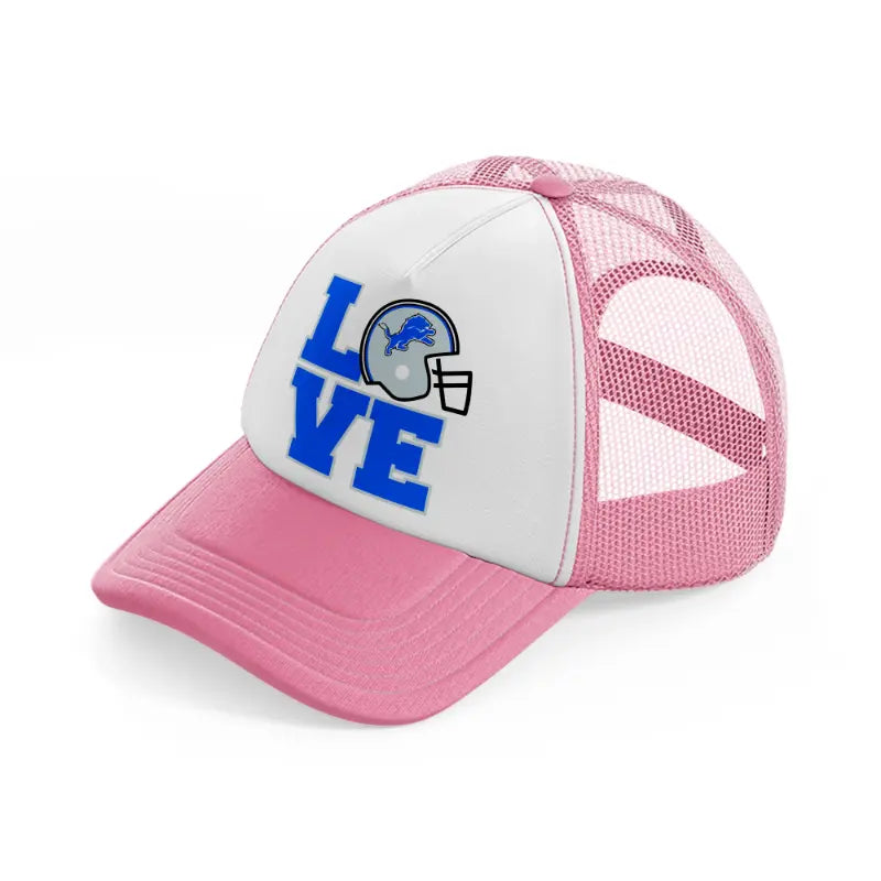 love detroit lions-pink-and-white-trucker-hat