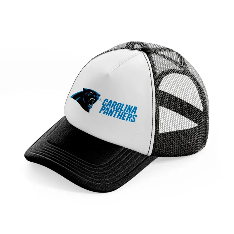 carolina panthers full logo-black-and-white-trucker-hat