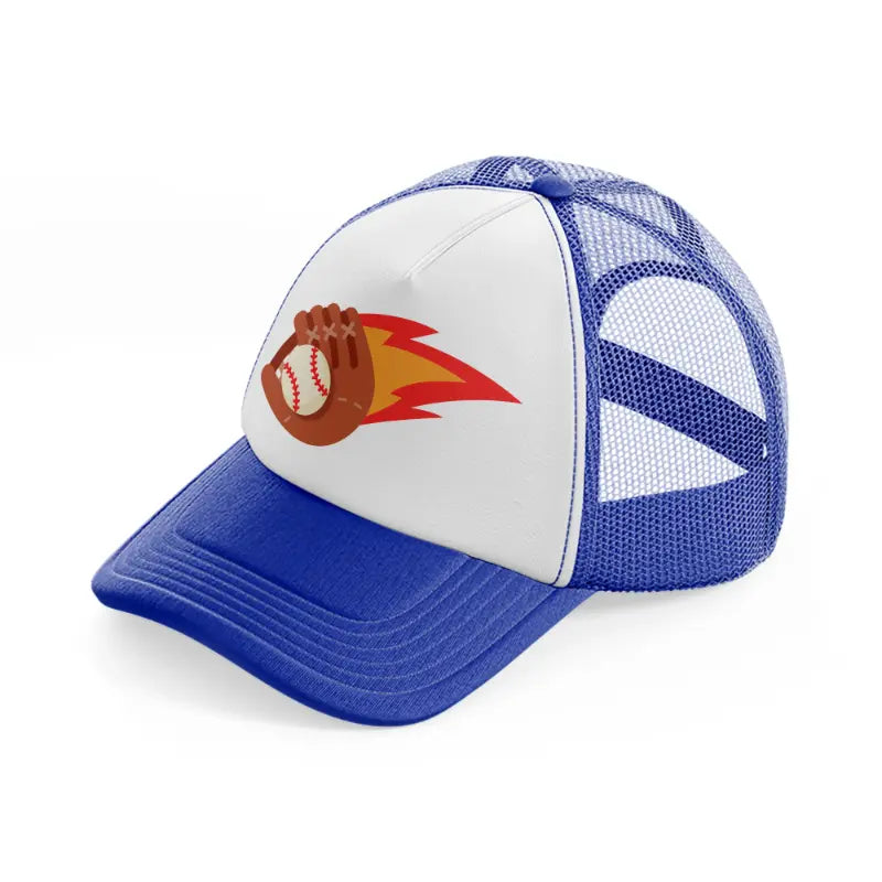 baseball catch blue and white trucker hat