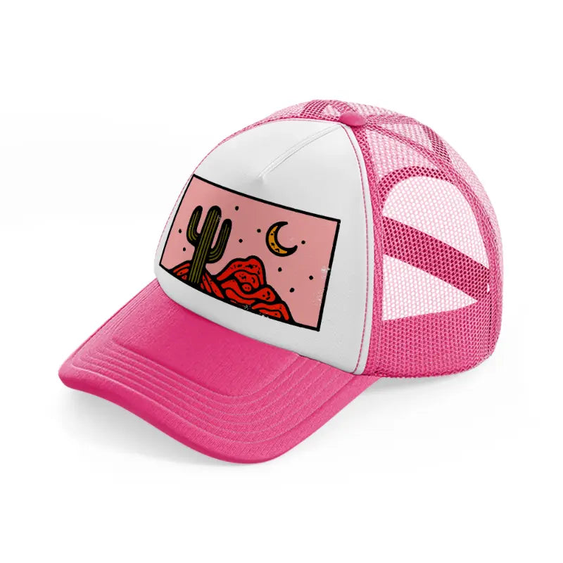 desert cactus-neon-pink-trucker-hat