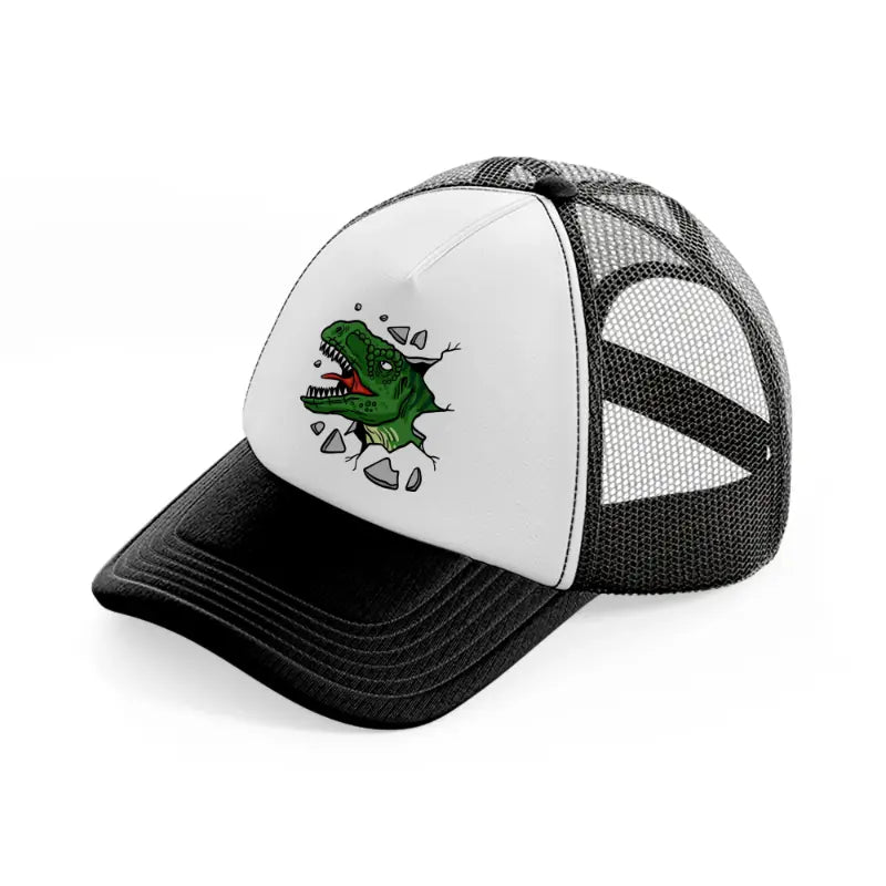 dinosaur-black-and-white-trucker-hat