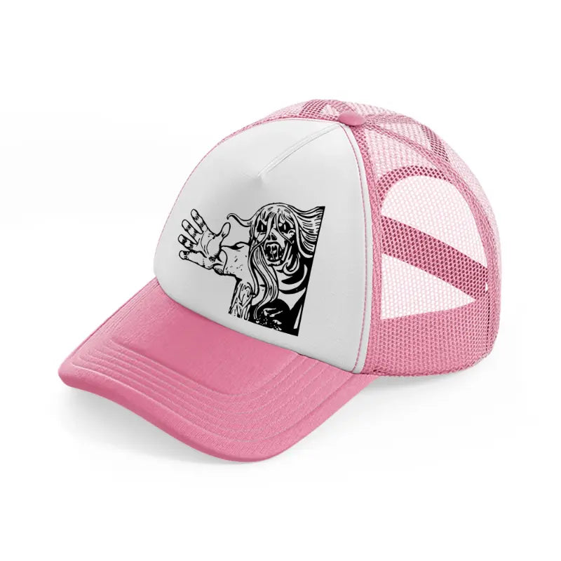boogey man-pink-and-white-trucker-hat