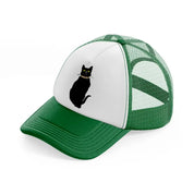 black cat green and white trucker hat