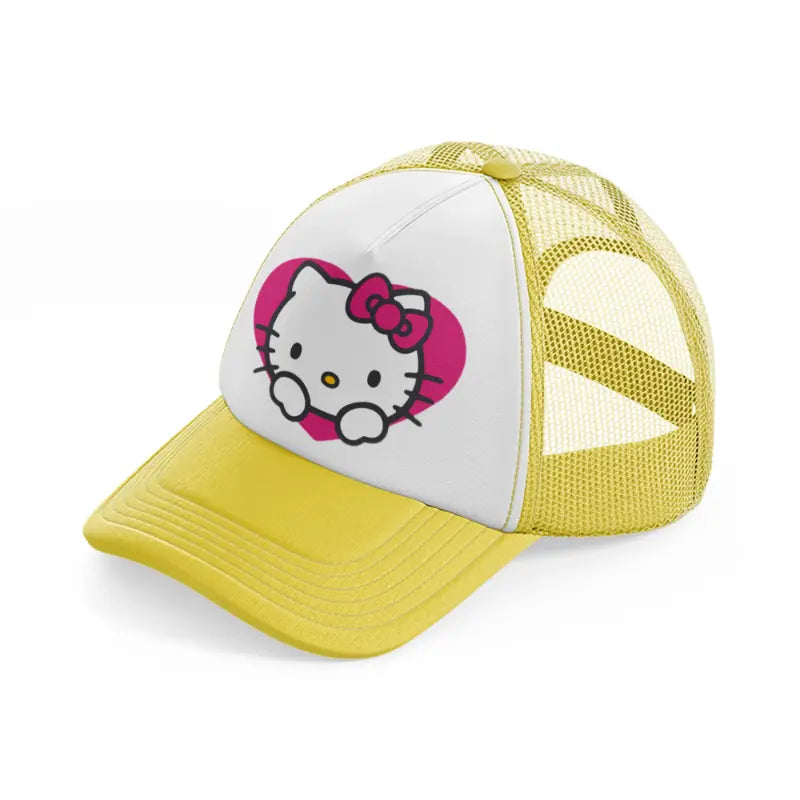 hello kitty love yellow trucker hat