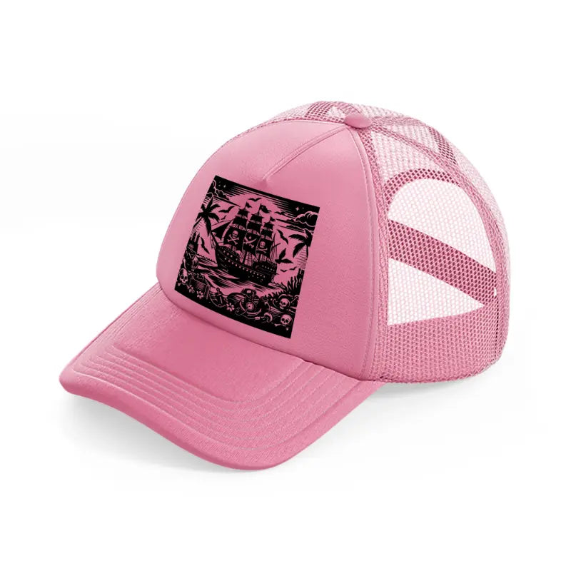 ship b&w pink trucker hat