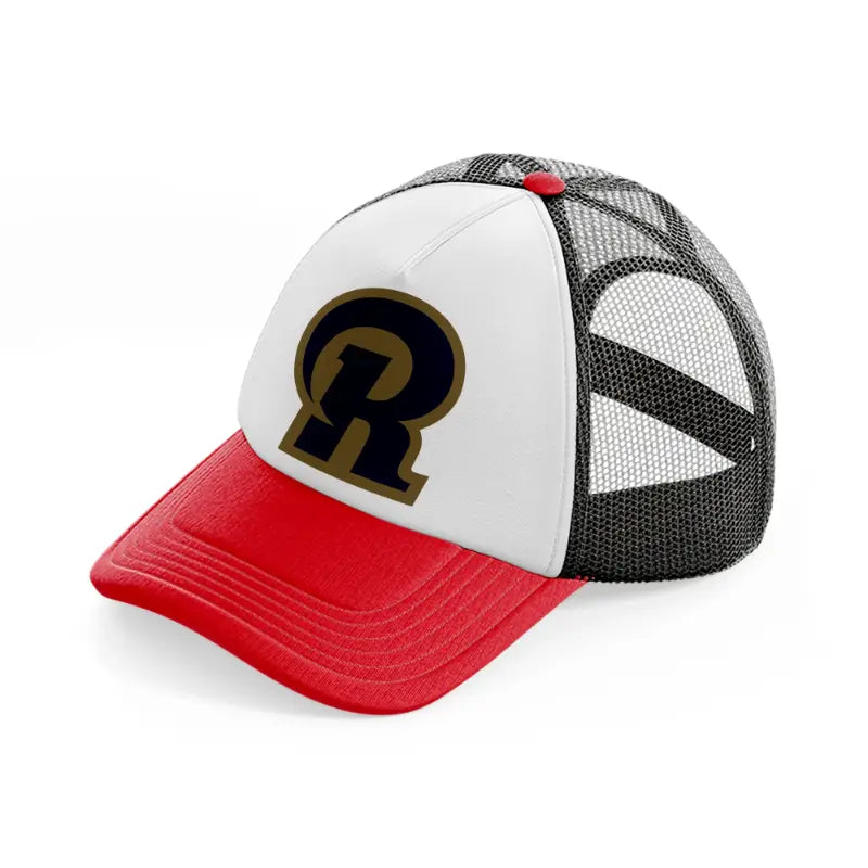 r from los angeles rams-red-and-black-trucker-hat