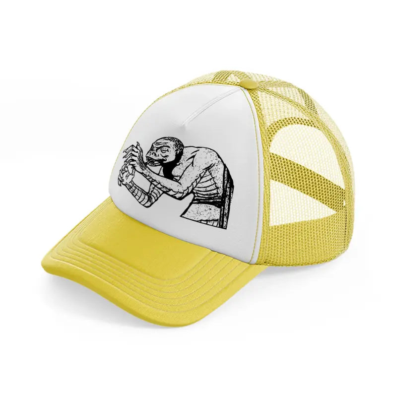 snake head monster-yellow-trucker-hat