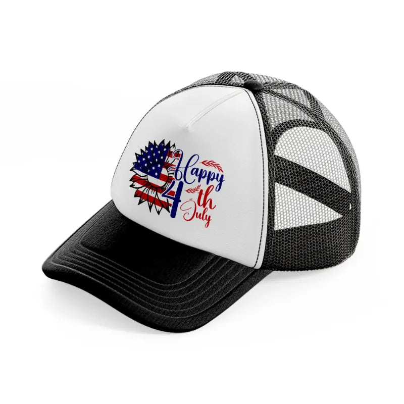 happy 4th july-01-black-and-white-trucker-hat