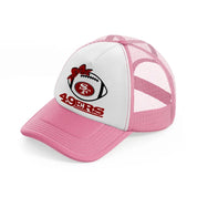 cute 49ers-pink-and-white-trucker-hat