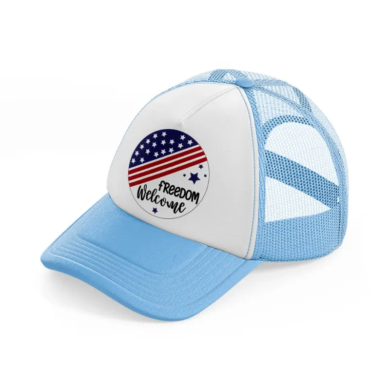 freedom  welcome-01-sky-blue-trucker-hat
