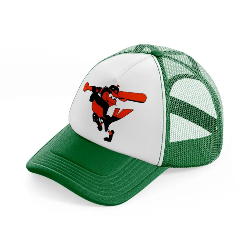 baltimore orioles cartoon-green-and-white-trucker-hat