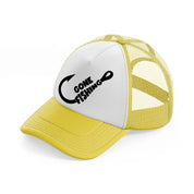 gone fishing hook yellow trucker hat