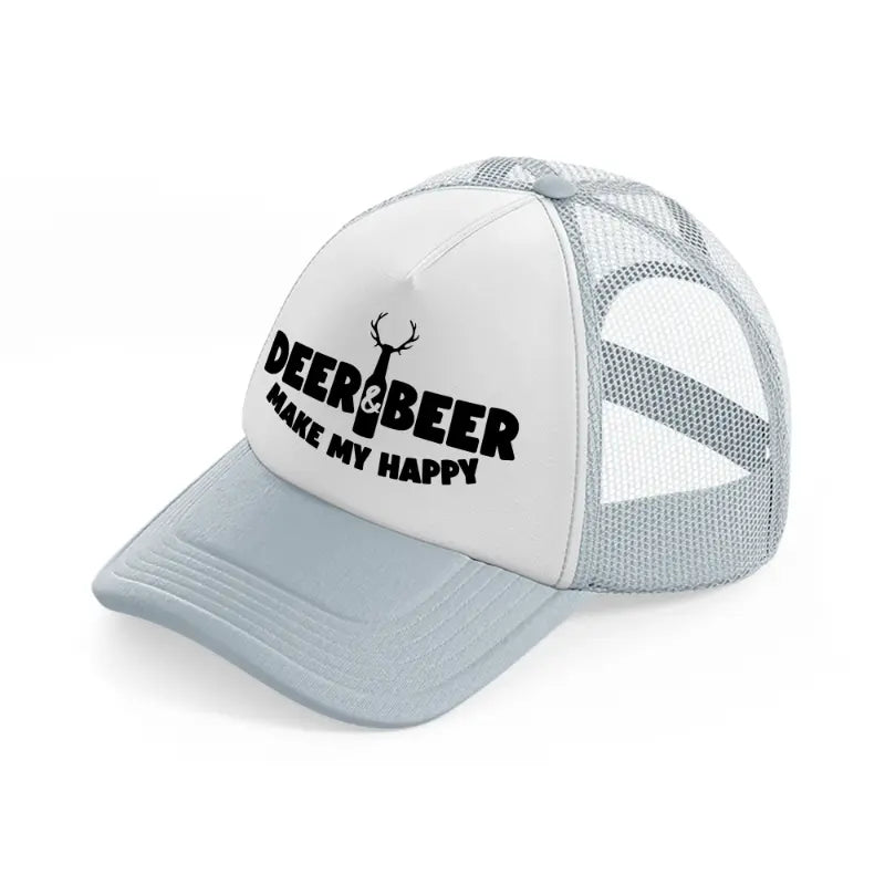 deer & beer make my happy-grey-trucker-hat