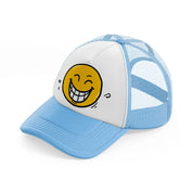 laughing smiley-sky-blue-trucker-hat