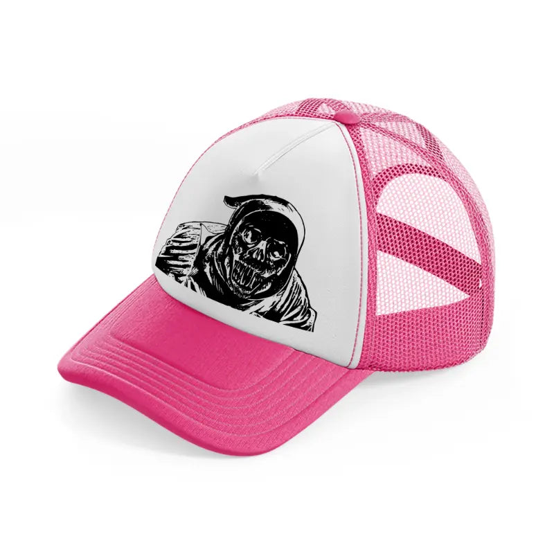 halloween witch-neon-pink-trucker-hat