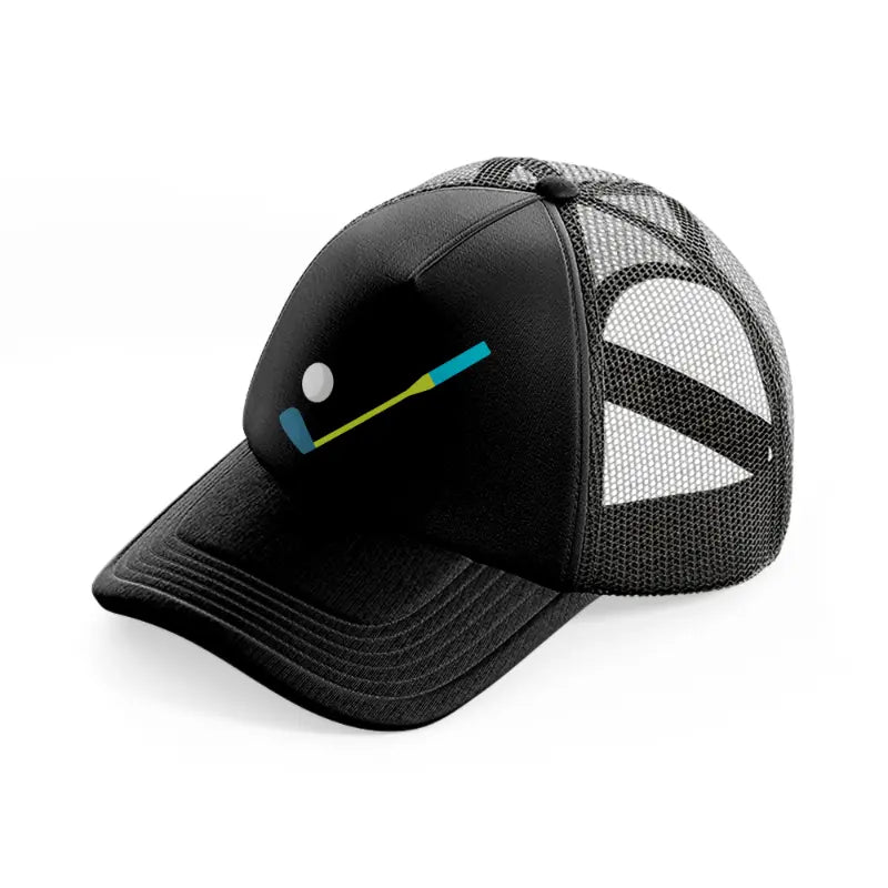 golf stick blue black trucker hat