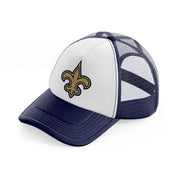 new orleans saints emblem-navy-blue-and-white-trucker-hat