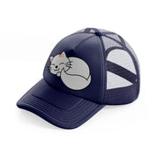 fluffy cat-navy-blue-trucker-hat