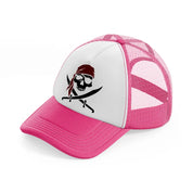 pirate symbol-neon-pink-trucker-hat