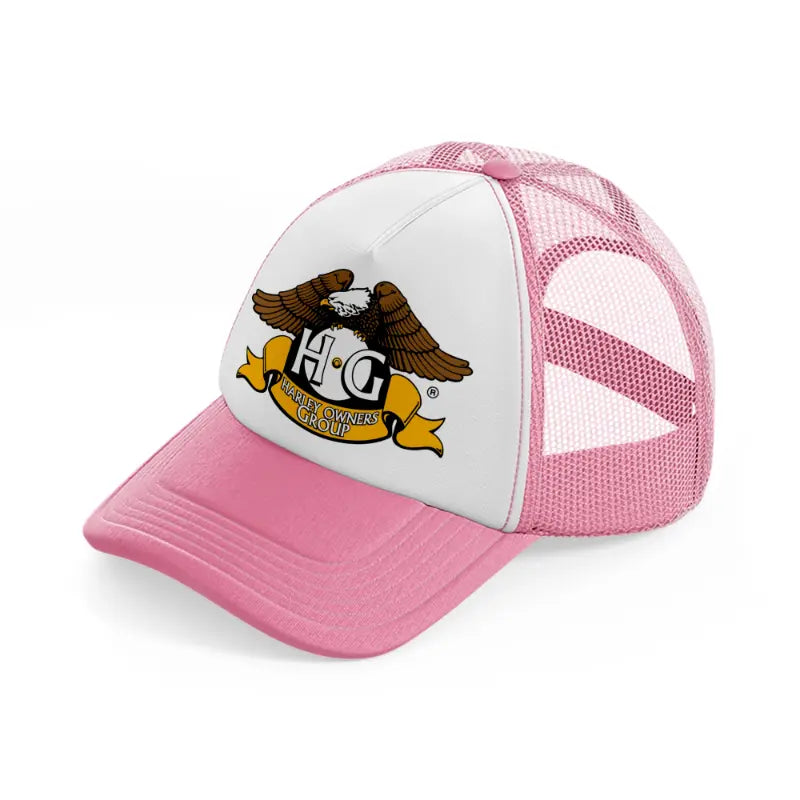 harley owners group h.g-pink-and-white-trucker-hat