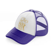 let's par tee golden-purple-trucker-hat