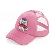 white cute cat-pink-trucker-hat