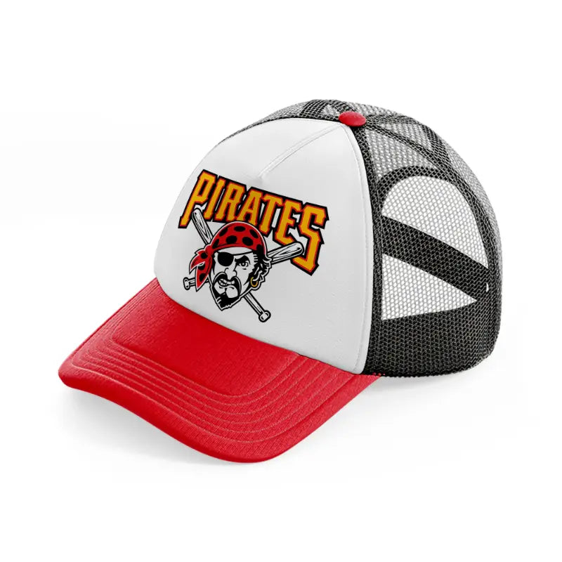p.pirates emblem-red-and-black-trucker-hat