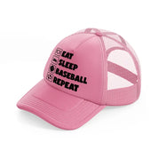 eat sleep baseball repeat pink trucker hat