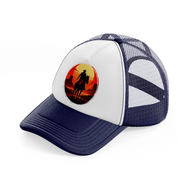 cowboy picture-navy-blue-and-white-trucker-hat