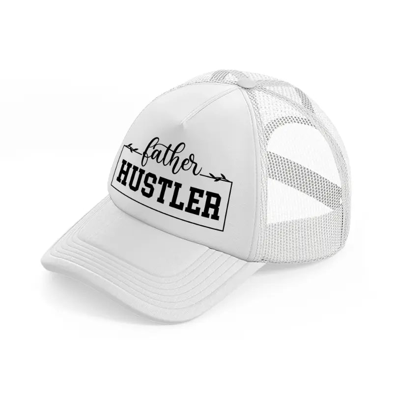 father hustler b&w-white-trucker-hat
