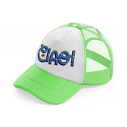 modern ciao lime green trucker hat