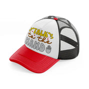 talk to the hand red and black trucker hat