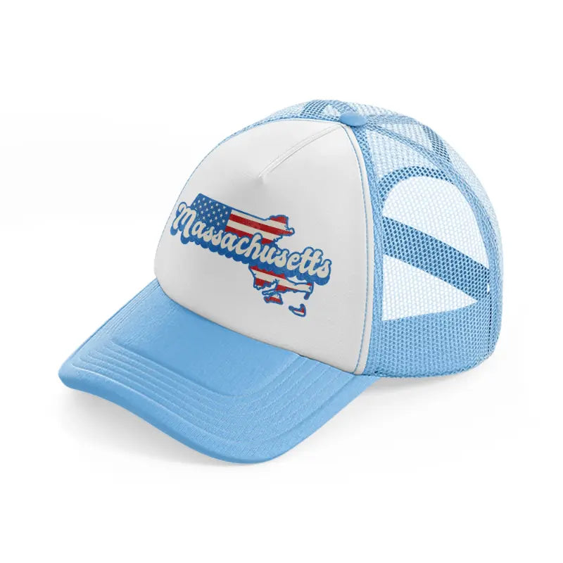 massachusetts flag-sky-blue-trucker-hat