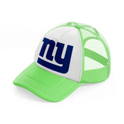 ny emblem-lime-green-trucker-hat