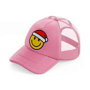 happy face with santa hat-pink-trucker-hat