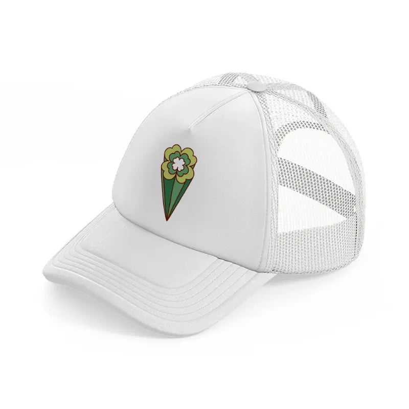 clover symbol-white-trucker-hat
