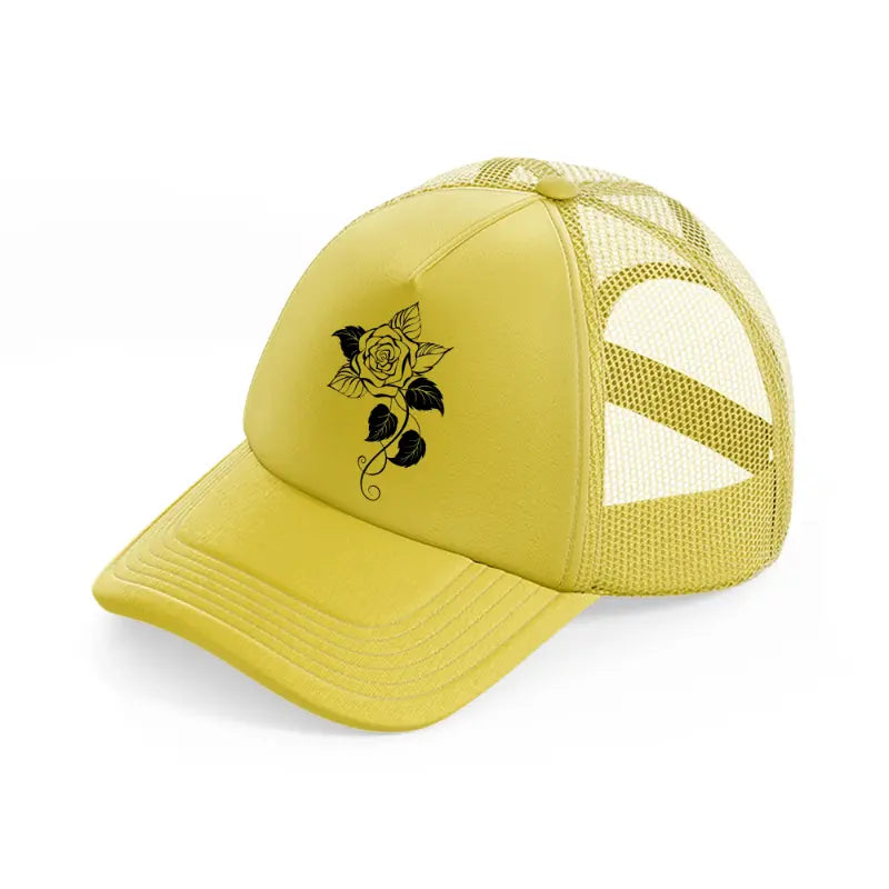 rose & leaves-gold-trucker-hat