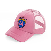 los angeles chargers emblem-pink-trucker-hat
