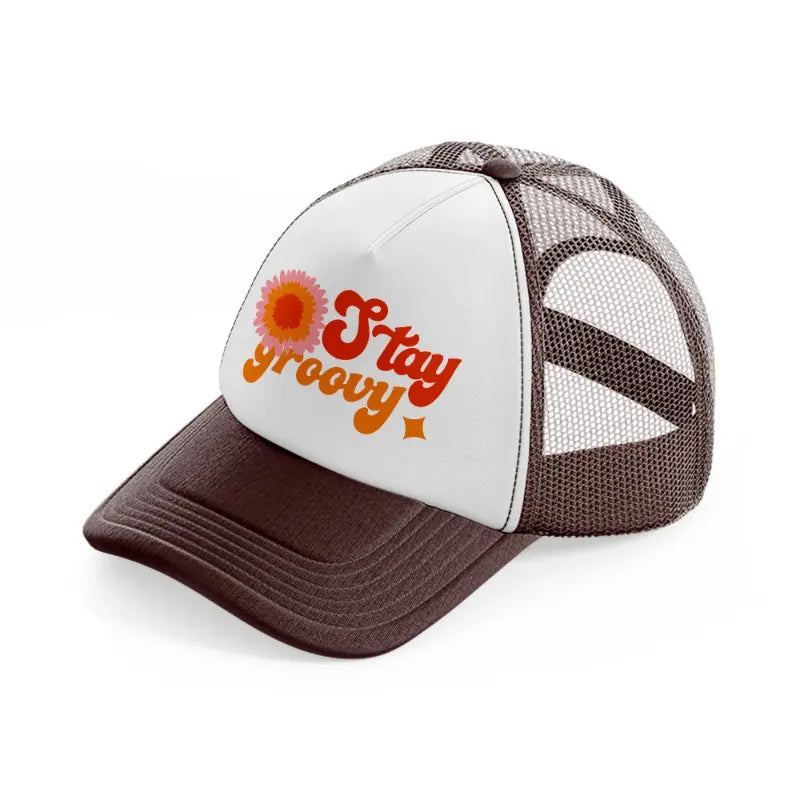 retro positive stickers (8) brown trucker hat